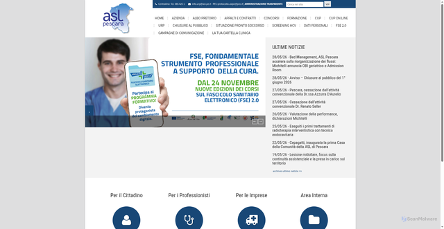 Security scan screenshot of https://www.asl.pe.it