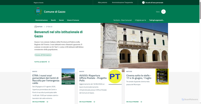 Security scan screenshot of https://www.comune.gazzo.pd.it