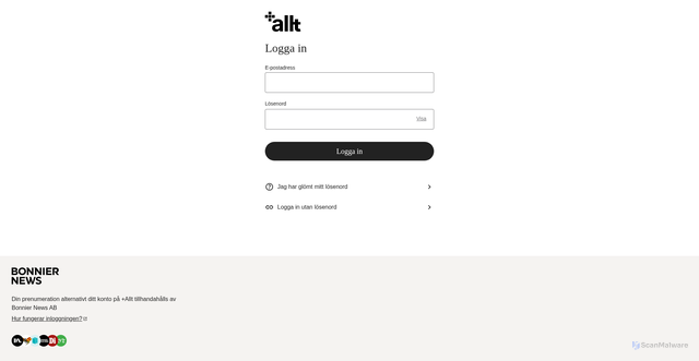 Security scan screenshot of https://www.plusallt.se/