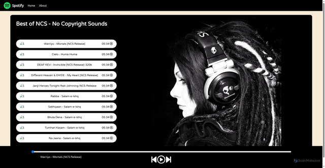 Security scan screenshot of https://spotify-clone-beta-two.vercel.app/