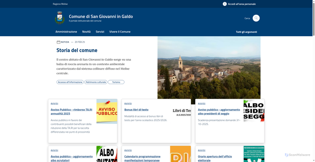 Security scan screenshot of https://www.comune.sangiovanniingaldo.cb.it/