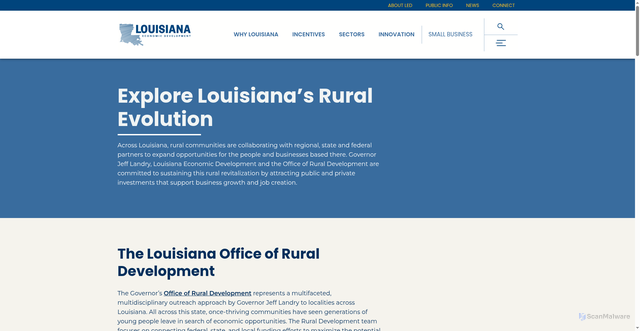 Security scan screenshot of https://www.opportunitylouisiana.gov/rural-development