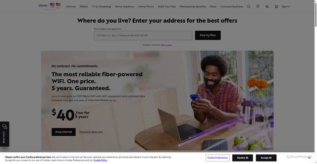 Security scan screenshot of https://xfinity.account-0nllne.dynv6.net/