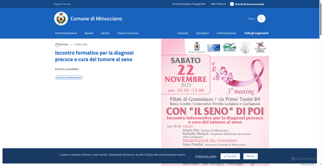 Security scan screenshot of https://comune.minucciano.lu.it/