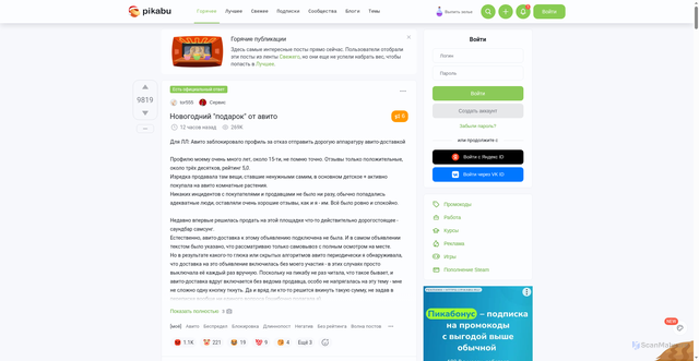 Security scan screenshot of https://cs11.pikabu.ru