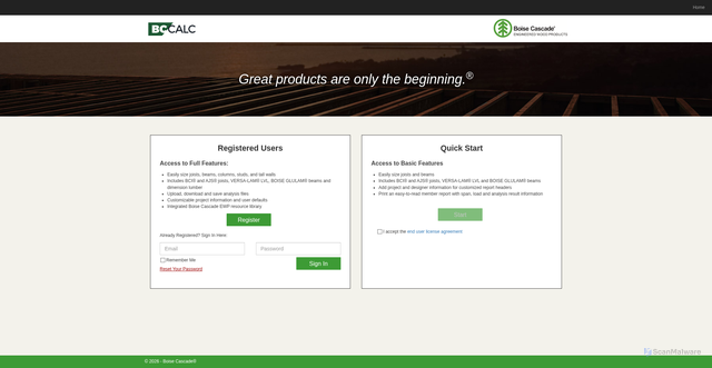 Security scan screenshot of https://bccalc.com