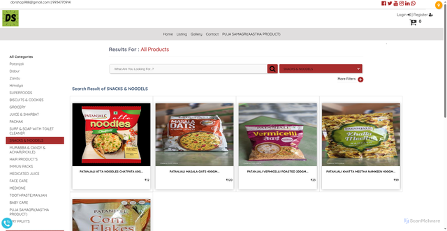 Security scan screenshot of https://dorshoponline.in/shop?cat=29378