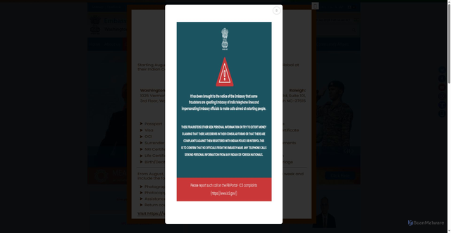 Security scan screenshot of https://indianembassyusa.gov.in/index