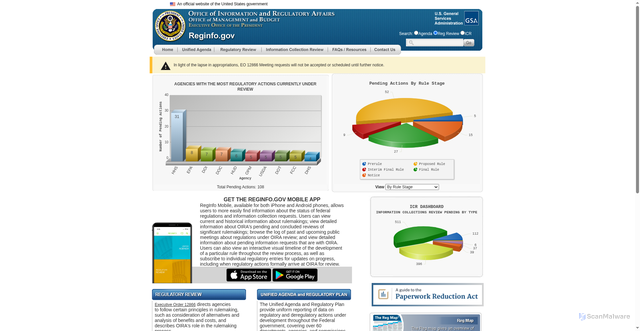Security scan screenshot of https://www.reginfo.gov/public/
