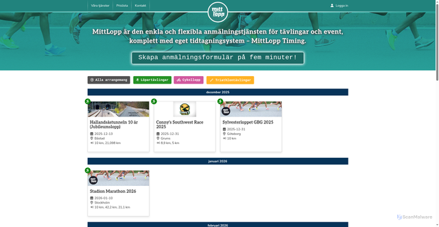Security scan screenshot of https://mittlopp.se/