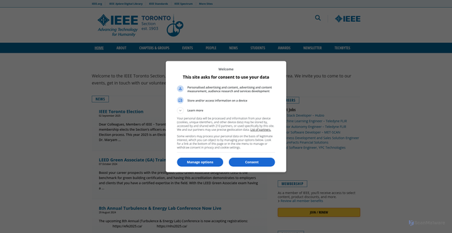 Security scan screenshot of https://www.ieeetoronto.ca