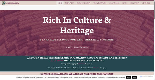 Security scan screenshot of https://www.cowcreek-nsn.gov/