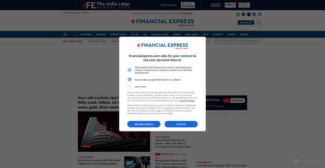 Security scan screenshot of https://www.financialexpress.com