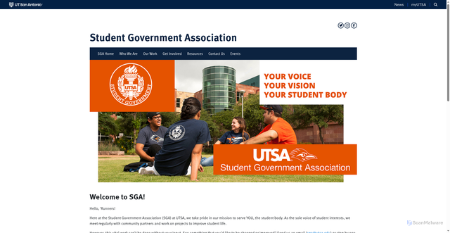 Security scan screenshot of https://www.utsa.edu/sga/