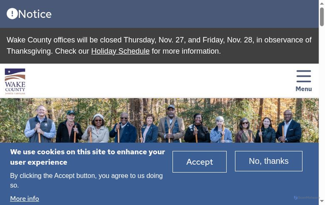 Security scan screenshot of https://www.wake.gov/