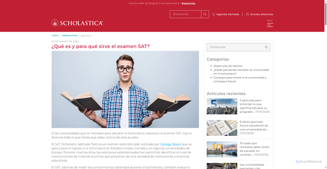 Security scan screenshot of https://scholasticaprep.com/blogs/adolescentes/que-es-y-para-que-sirve-el-examen-sat