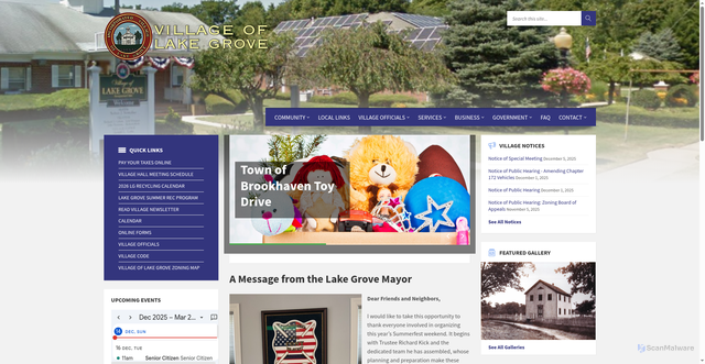 Security scan screenshot of https://lakegroveny.gov/