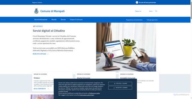 Security scan screenshot of https://www.comune.maropati.rc.it/