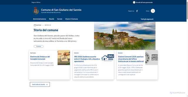 Security scan screenshot of https://www.comune.sangiulianodelsannio.cb.it