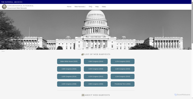 Security scan screenshot of https://webharvest.gov/