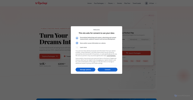 Security scan screenshot of https://tripclap.com
