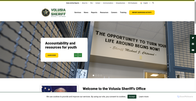 Security scan screenshot of https://www.volusiasheriff.gov/