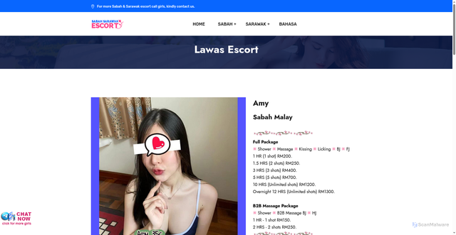 Security scan screenshot of https://escortsabahsarawak.pages.dev/lawas-escort.html