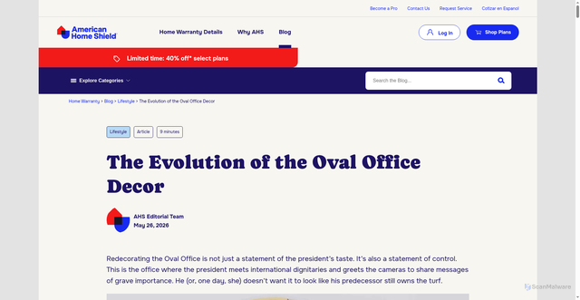 Security scan screenshot of https://www.ahs.com/home-matters/lifestyle/the-evolution-of-the-oval-office-decor/