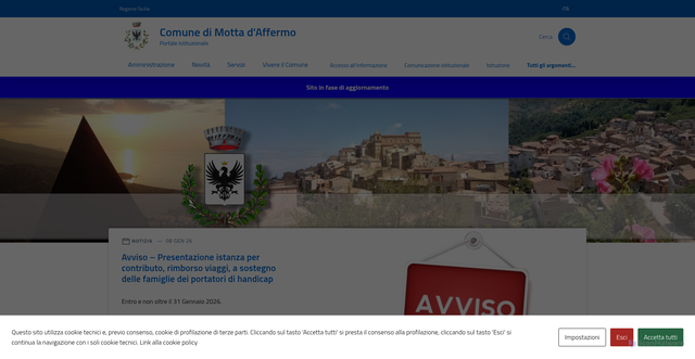 Security scan screenshot of https://comune.mottadaffermo.me.it/