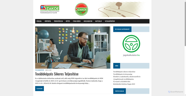 Security scan screenshot of https://szakoe.hu/