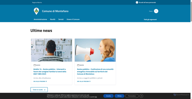 Security scan screenshot of https://www.comune.montefano.mc.it/