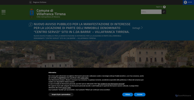 Security scan screenshot of https://comune.villafrancatirrena.me.it/