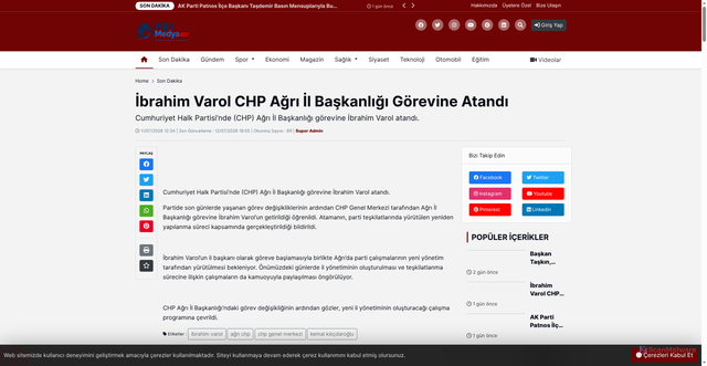 Security scan screenshot of https://agrimedya.net/haber/ibrahim-varol-chp-agri-il-baskanligi-goerevine-atandi