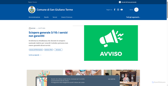 Security scan screenshot of https://www.comune.sangiulianoterme.pi.it/