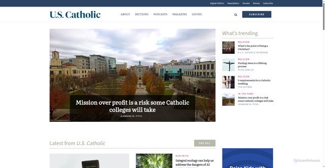 Security scan screenshot of https://uscatholic.org