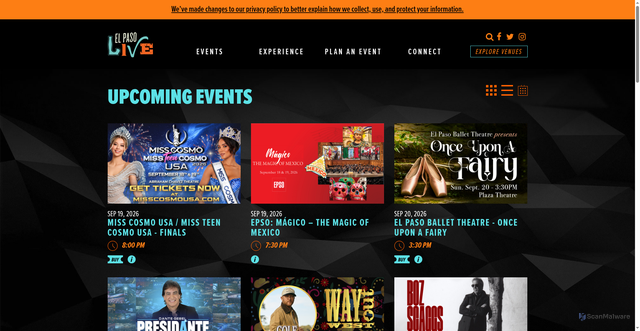 Security scan screenshot of https://elpasolive.com/events