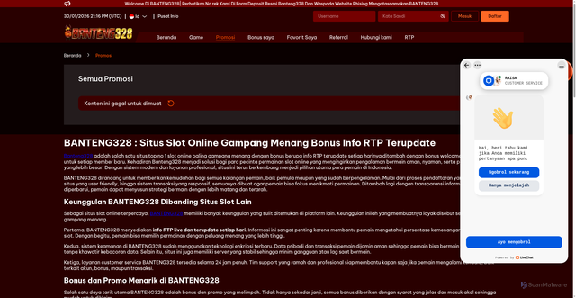 Security scan screenshot of https://banteng328pdip.live/promotion