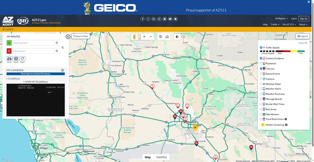 Security scan screenshot of http://www.az511.com/