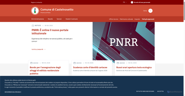 Security scan screenshot of https://www.comune.castelnovetto.pv.it