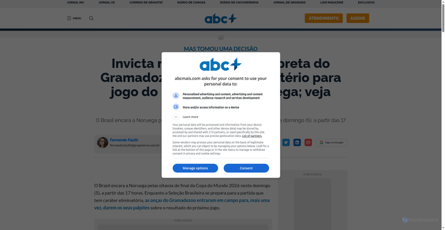 Security scan screenshot of https://www.abcmais.com/brasil/rio-grande-do-sul/hortensias/gramado/invicta-nos-palpites-onca-preta-do-gramadozoo-faz-pausa-e-misterio-para-jogo-do-brasil-contra-noruega-veja-video/