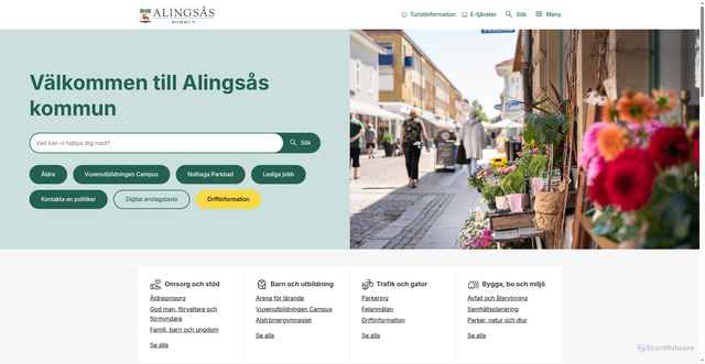 Security scan screenshot of http://www.alingsas.se