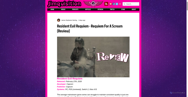 Security scan screenshot of https://www.thejimquisition.com/post/resident-evil-requiem-requiem-for-a-scream-review
