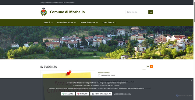 Security scan screenshot of https://www.comune.morbello.al.it/it-it/home