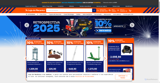 Security scan screenshot of https://lojadomecanico.com.br