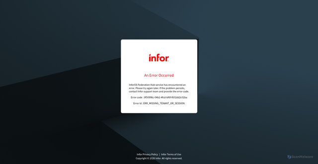 Security scan screenshot of https://h8e9up6aereglu3x-prd.wfm.inforcloudsuite.com