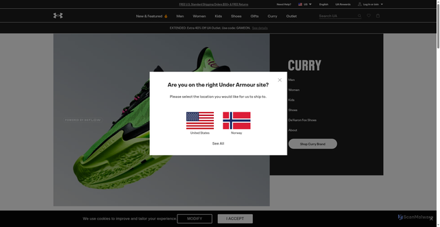 Security scan screenshot of https://www.underarmour.com/en-us/t/currybrand/