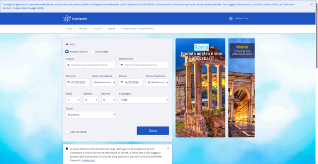 Security scan screenshot of https://it.travelgenio.com/