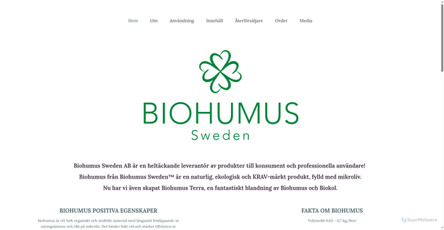 Security scan screenshot of https://biohumussweden.se