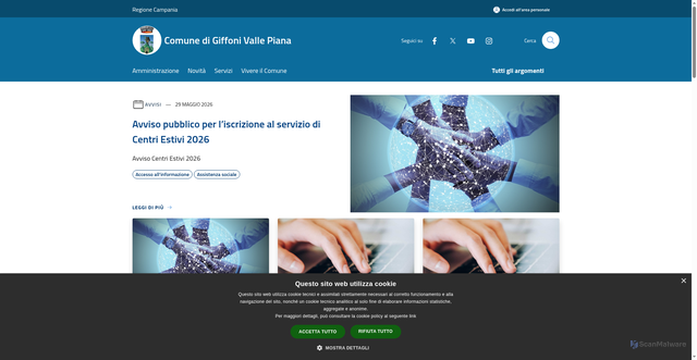 Security scan screenshot of https://www.comune.giffonivallepiana.sa.it