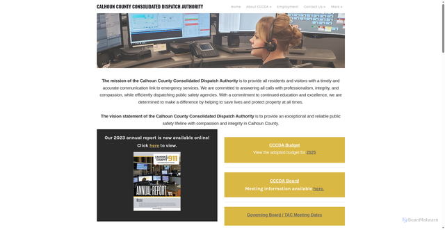 Security scan screenshot of https://www.calhounmi911.gov/